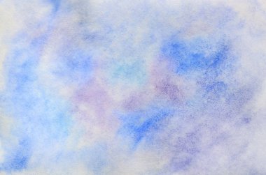 Arka plan illüstrasyon sulu boya konturları ve soğuk mavi ve mor tonlarda idam damla şeklinde