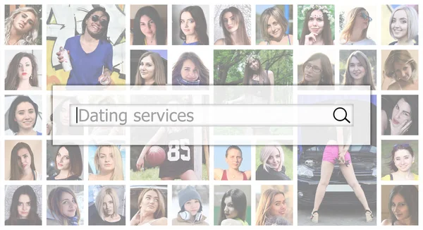 Services Rencontres Texte Est Affiché Dans Boîte Recherche Sur Fond — Photo