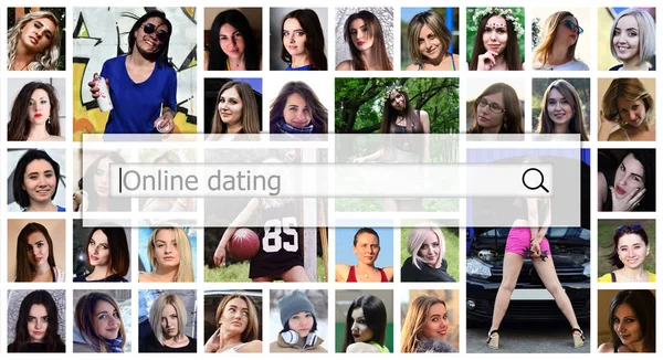 Online Dating Wird Der Text Suchfeld Auf Dem Hintergrund Einer — Stockfoto