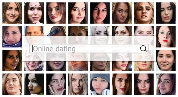 Online Dating Wird Der Text Suchfeld Auf Dem Hintergrund Einer — Stockfoto
