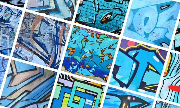 Набор Множества Небольших Фрагментов Граффити Рисунков Уличное Искусство Абстрактный Фоновый — стоковое фото