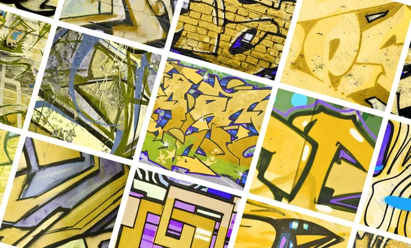Набор Множества Небольших Фрагментов Граффити Рисунков Уличное Искусство Абстрактный Фоновый — стоковое фото