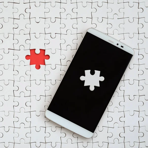 Ein Modernes Großes Smartphone Mit Mehreren Puzzle Elementen Auf Dem — Stockfoto