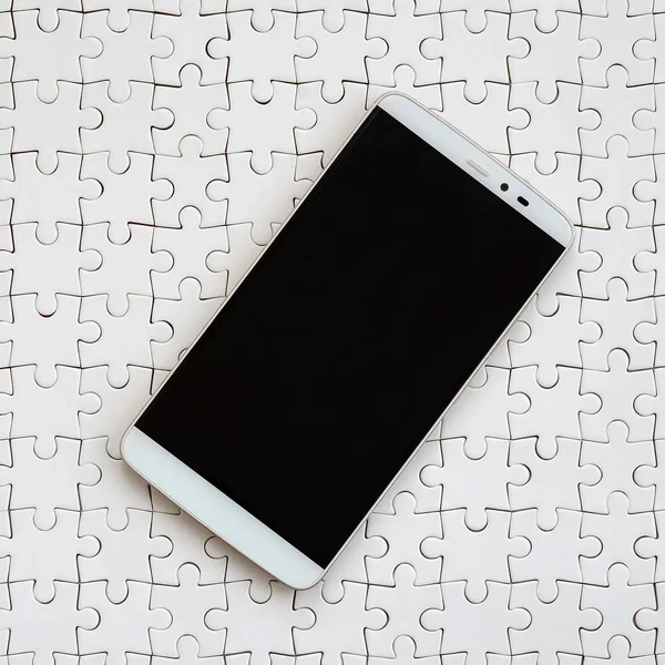 Egy Modern Nagy Smartphone Val Egy Érint Képernyő Fekszik Egy — Stock Fotó