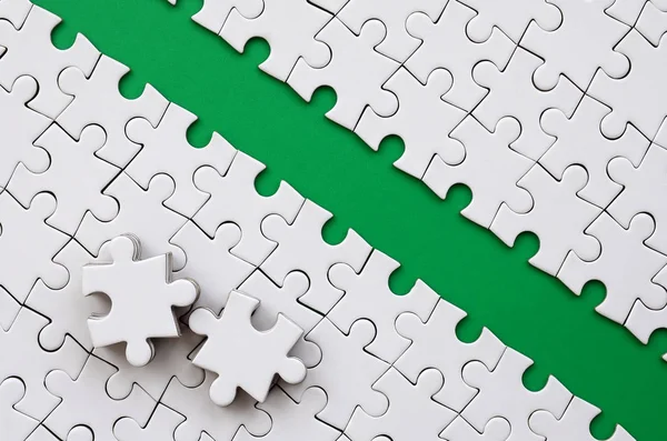 Zöld Útvonal Határozza Meg Platform Fehér Hajtogatott Kirakós Játék Puzzle — Stock Fotó