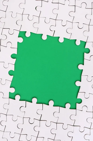 Rahmen Form Eines Rechtecks Aus Einem Weißen Puzzle Rund Die — Stockfoto