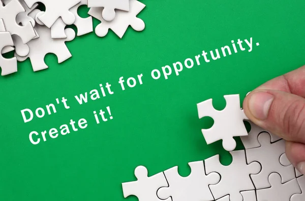 Don Wait Opportunity Create Hand Folds White Jigsaw Puzzle Pile — Stock Photo, Image