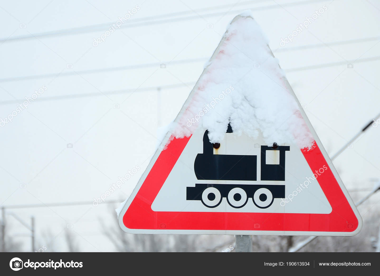 Railway Crossing Barrier Road Sign Depicting Old Black Locomotive Located Stock Photo By C Mehaniq