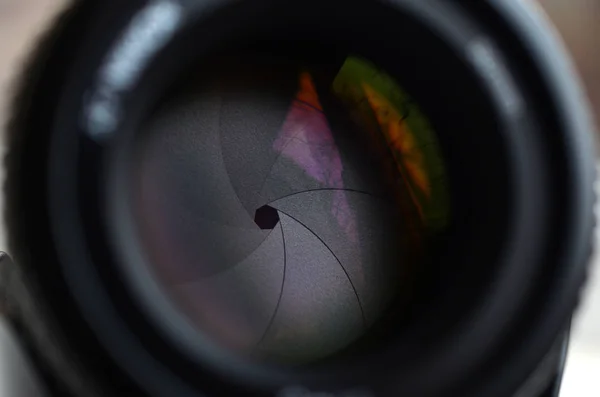 Fragmento Uma Lente Retrato Para Uma Câmera Slr Moderna Fotografia — Fotografia de Stock