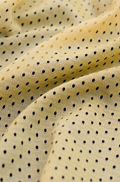 Giallo Sport Jersey Tessuto Abbigliamento Texture Sfondo Con Molte Pieghe — Foto Stock