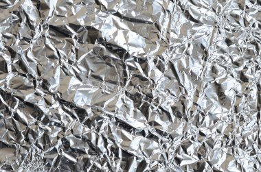 Ezilmiş teneke alüminyum gümüş folyo arka plan doku için parlak buruşuk yüzeyli ince kırışık levha