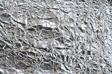 Ezilmiş teneke alüminyum gümüş folyo arka plan doku için parlak buruşuk yüzeyli ince kırışık levha