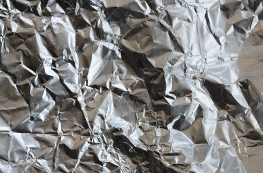 Ezilmiş teneke alüminyum gümüş folyo arka plan doku için parlak buruşuk yüzeyli ince kırışık levha