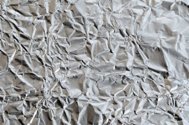 Ezilmiş teneke alüminyum gümüş folyo arka plan doku için parlak buruşuk yüzeyli ince kırışık levha