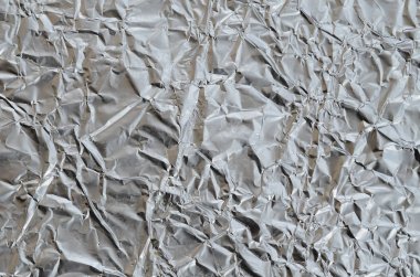 Ezilmiş teneke alüminyum gümüş folyo arka plan doku için parlak buruşuk yüzeyli ince kırışık levha