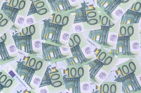 Фоновый Рисунок Набора Зеленых Денежных Деноминаций 100 Евро Много Денег — стоковое фото