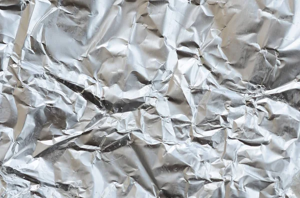 Cienkich Pomarszczony Zgnieciony Tin Aluminium Silver Folia Tła Błyszczącą Powierzchnię — Zdjęcie stockowe