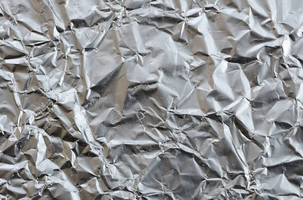 Hoja Arrugada Delgada Papel Aluminio Plateado Estaño Triturado Con Superficie — Foto de Stock