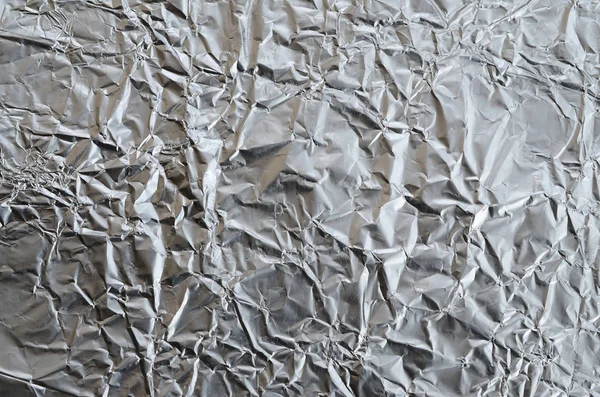 Hoja Arrugada Delgada Papel Aluminio Plateado Estaño Triturado Con Superficie — Foto de Stock