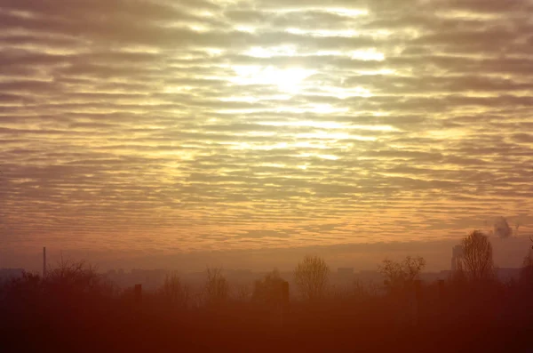 Textur Eines Düsteren Wolkenverhangenen Himmels Der Morgendämmerung — Stockfoto