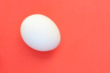 Parlak kırmızı bir arka plan üzerinde bir beyaz yumurta