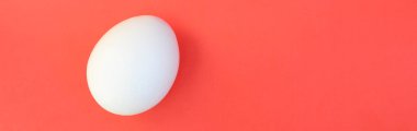 Parlak kırmızı bir arka plan üzerinde bir beyaz yumurta