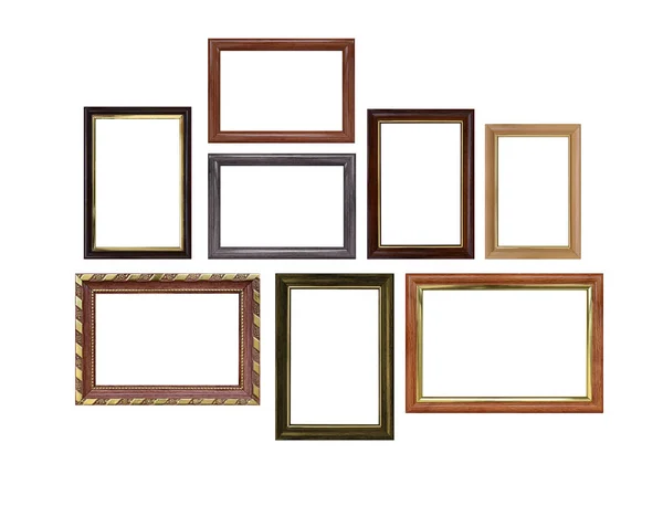 Set Empty Picture Frames Free Space Isolated White — Stock Photo, Image