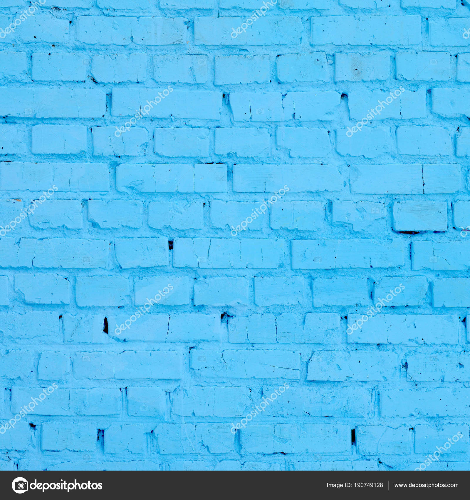 Square Brick Block Wall Background Texture Painted Blue Stock Photo by