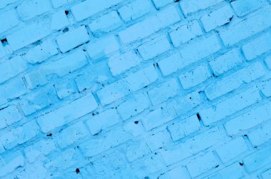 Kare tuğla blok duvar arka plan ve doku. Mavi boyalı