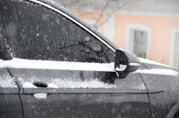 Fragment Car Layer Snow Heavy Snowfall Body Car Covered White — Stock Photo, Image