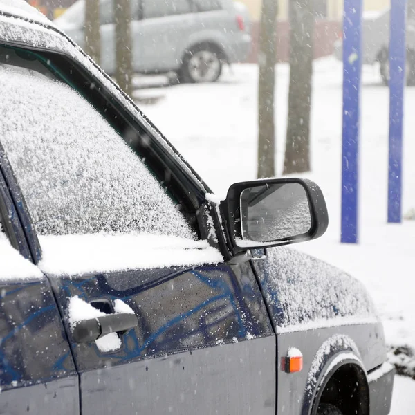 Fragment Car Layer Snow Heavy Snowfall Body Car Covered White — Stock Photo, Image
