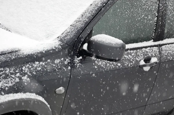 Fragment Car Layer Snow Heavy Snowfall Body Car Covered White — Stock Photo, Image