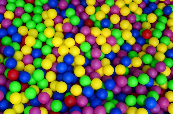 Mnoho Barevné Plastové Míčky Ballpit Děti Dětském Hřišti Detail Vzorku — Stock fotografie