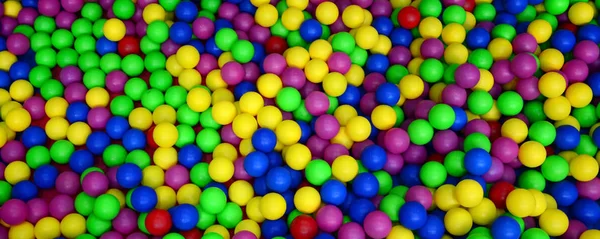 Много разноцветных пластиковых шаров в детской яме на детской площадке . — стоковое фото