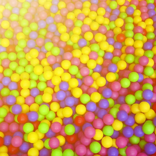 Många Färgglada Plast Bollar Barnens Ballpit Lekplats Närbild Mönster — Stockfoto