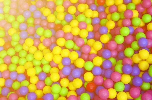 Много Разноцветных Пластиковых Шаров Детском Шаре Детской Площадке Крупный План — стоковое фото
