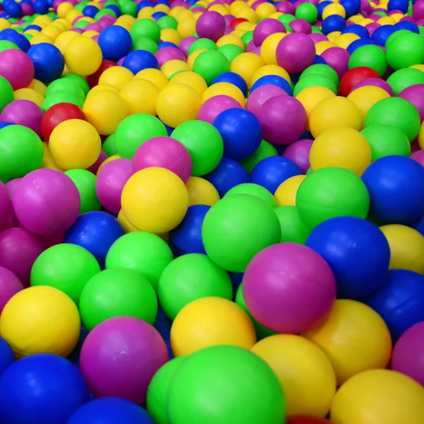 Many Colorful Plastic Balls Kids Ballpit Playground Close Pattern — Stock Photo, Image