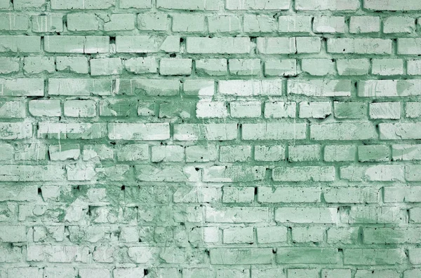 Square brick block wall background and texture. Painted in green