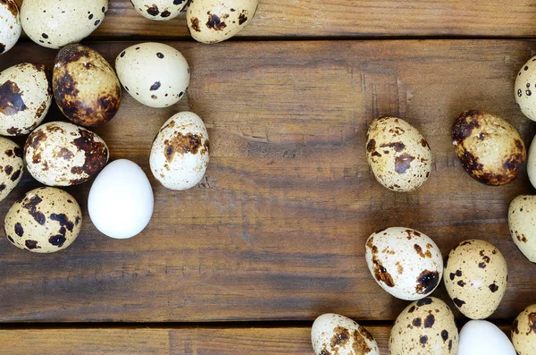 Vaktelägg Mörkbrun Träyta Ovanifrån Tomt Ställe För Text Recept — Stockfoto