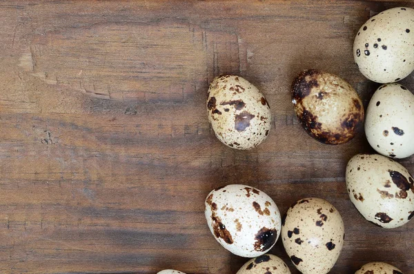 Vaktelägg Mörkbrun Träyta Ovanifrån Tomt Ställe För Text Recept — Stockfoto