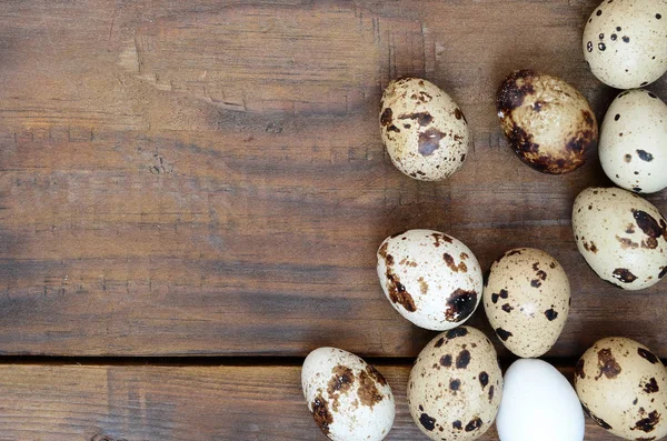 Vaktelägg Mörkbrun Träyta Ovanifrån Tomt Ställe För Text Recept — Stockfoto