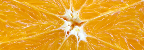 Vista Superior Fragmento Rodaja Fruta Naranja Cerca Textura Fondo Macro — Foto de Stock