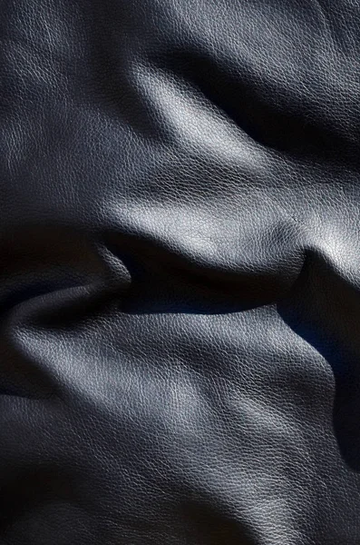 Textury Černé Kůže Nebo Dermantin Záhyby Jako Materiál Dámské Pánské — Stock fotografie