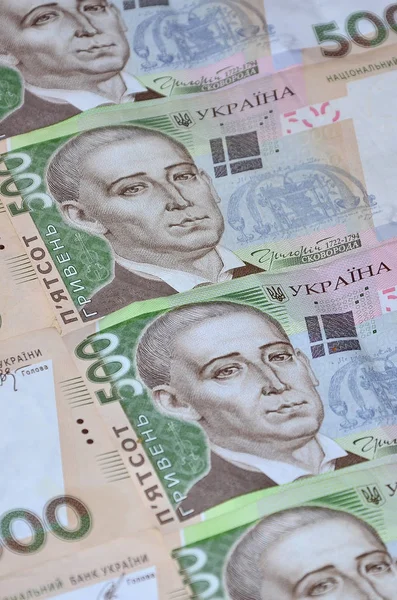 Eine Nahaufnahme Eines Musters Vieler Ukrainischer Banknoten Mit Einem Nennwert — Stockfoto