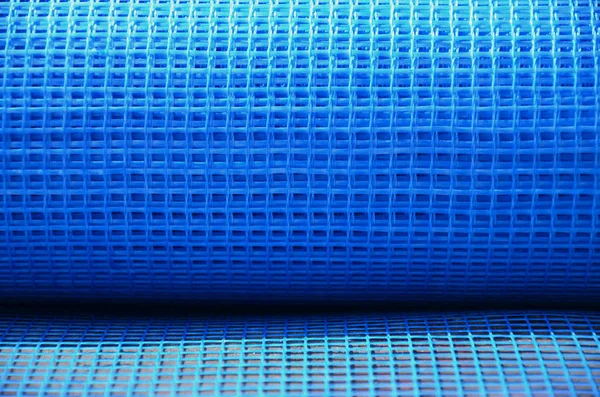 Close Texture Blue Reinforcing Mesh Rolled Roll Building Resource Reinforcing — Stock Photo, Image