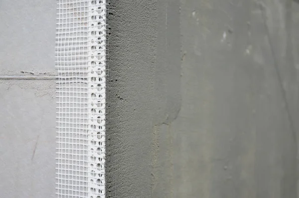 Texture Wall Covered Gray Polystyrene Foam Plates Which Coated Reinforcing — Stock Photo, Image