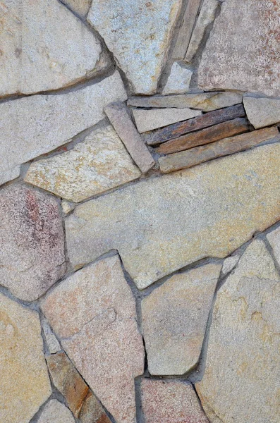 Υφή Του Ένα Ισχυρό Πέτρινο Τοίχο Από Πολλούς Τσιμεντένιο Πέτρες — Φωτογραφία Αρχείου