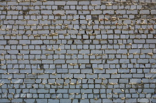 Die Struktur Der Mauer Aus Weißem Ziegelstein Verstärkt Durch Unachtsame — Stockfoto