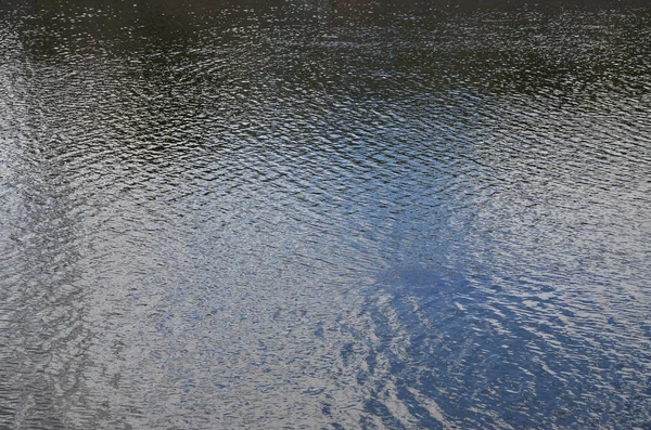 The texture of dark river water under the influence of wind, imprinted in perspective. Horizontal image