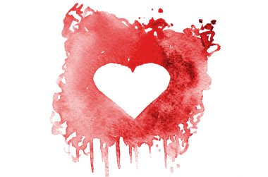 Arka plan görüntüsü ile bir kalp şeklinde metin için yer kırmızı renk rastgele bir şekli oluşturan soyut suluboya noktalar